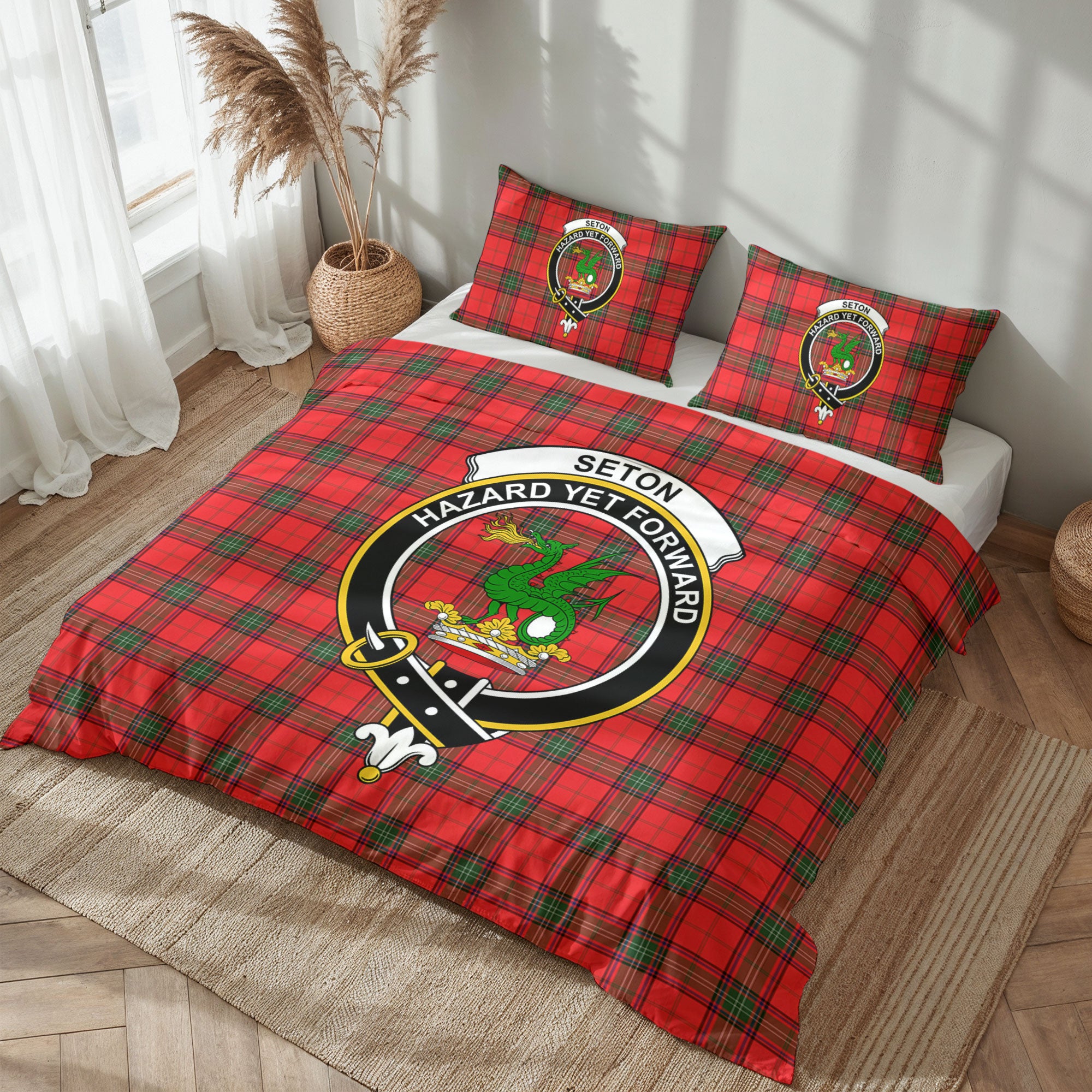 Seton Modern Tartan Crest Bedding Set