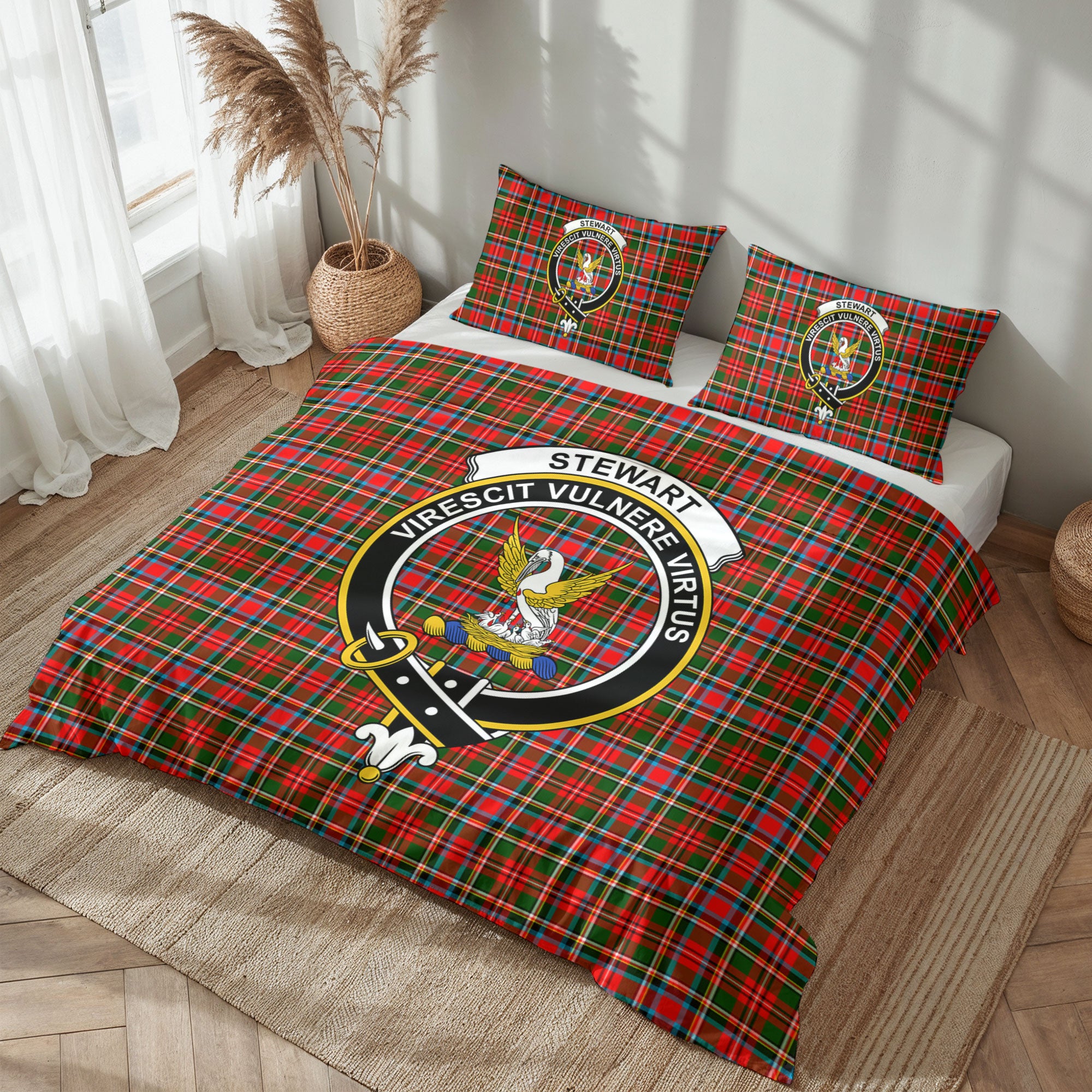 Stewart Royal Tartan Crest Bedding Set