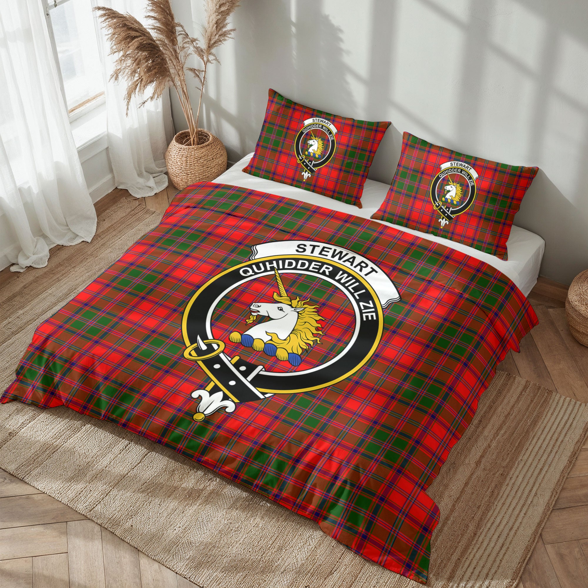 Stewart of Appin Modern Tartan Crest Bedding Set