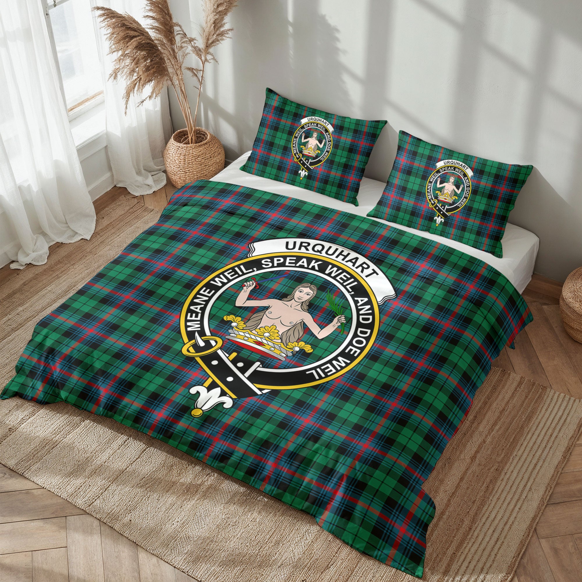 Urquhart Broad Red Ancient Tartan Crest Bedding Set