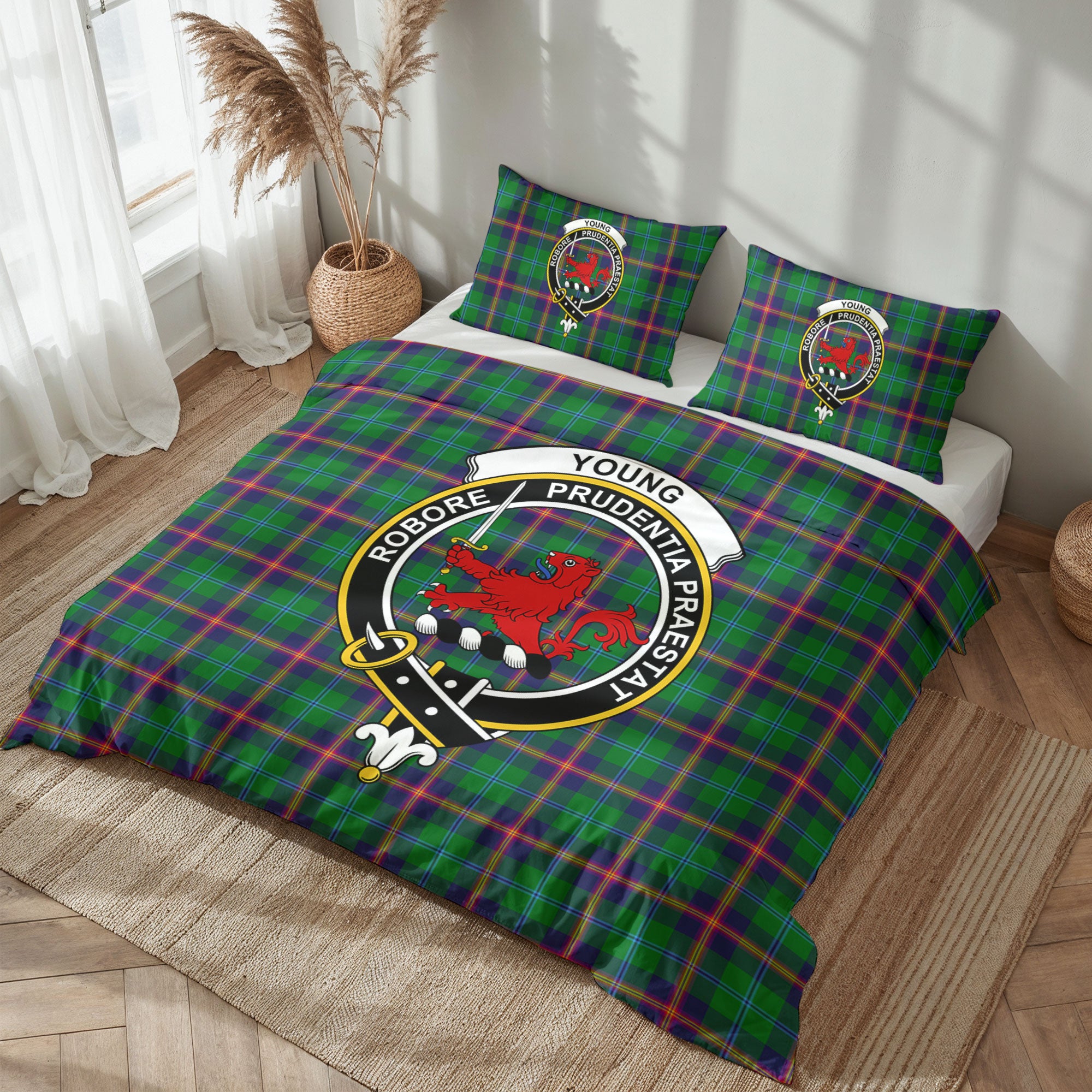 Young Modern Tartan Crest Bedding Set
