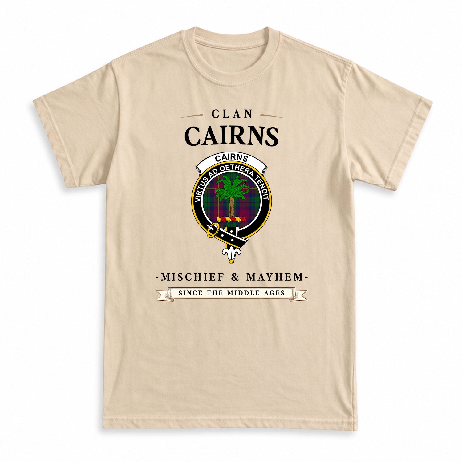 Cairns Tartan Crest Mischief and Mayhem T-shirt