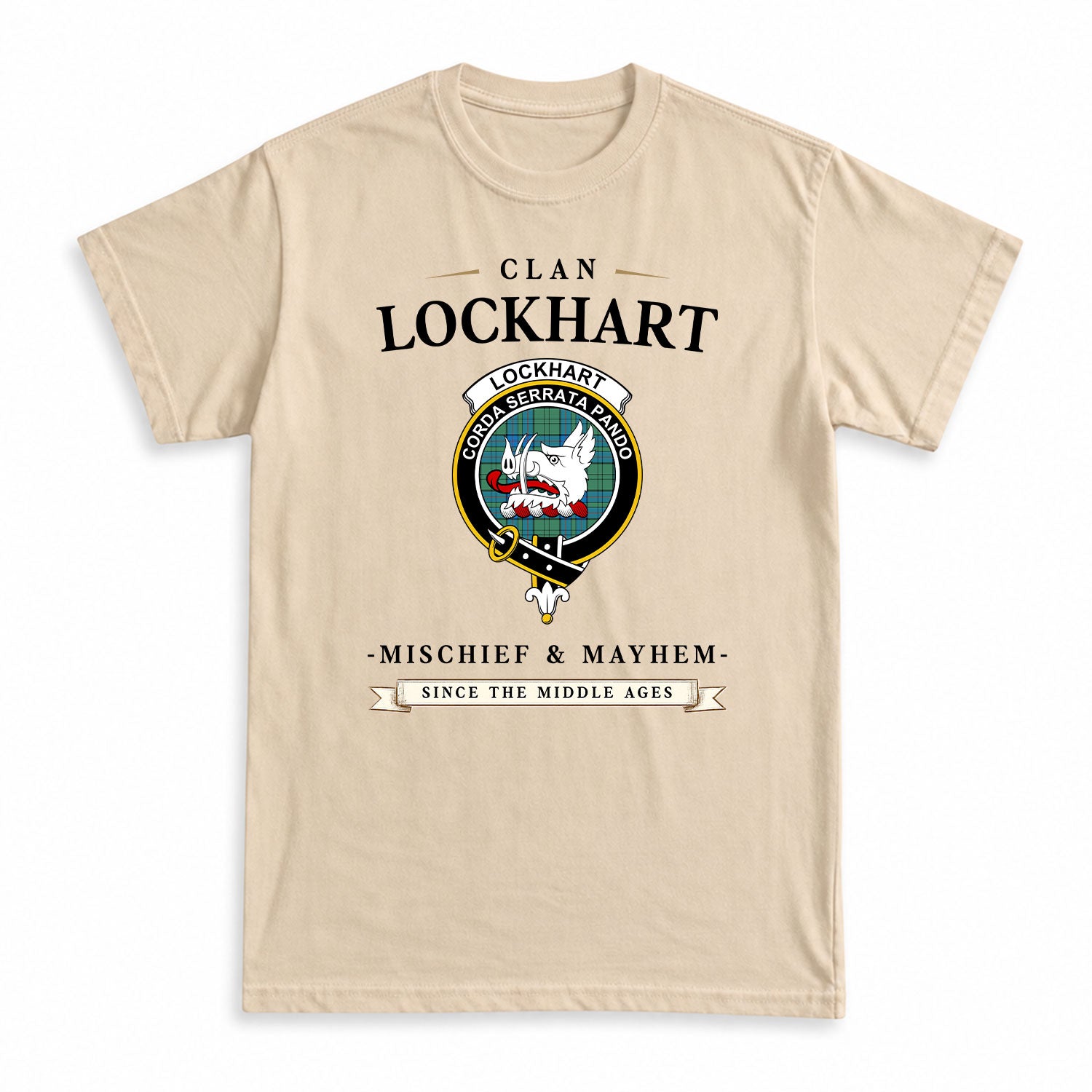 Lockhart Tartan Crest Mischief and Mayhem T-shirt