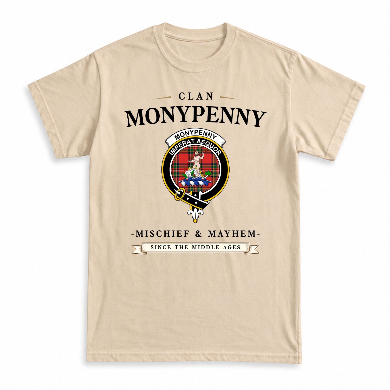 Monypenny Tartan Crest Mischief and Mayhem T-shirt