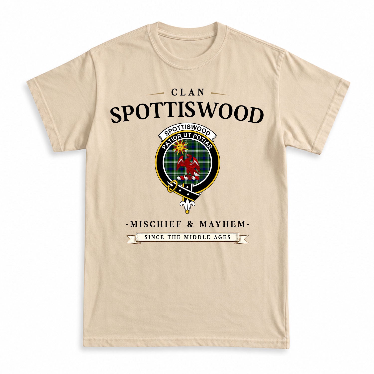 Spottiswood Tartan Crest Mischief and Mayhem T-shirt