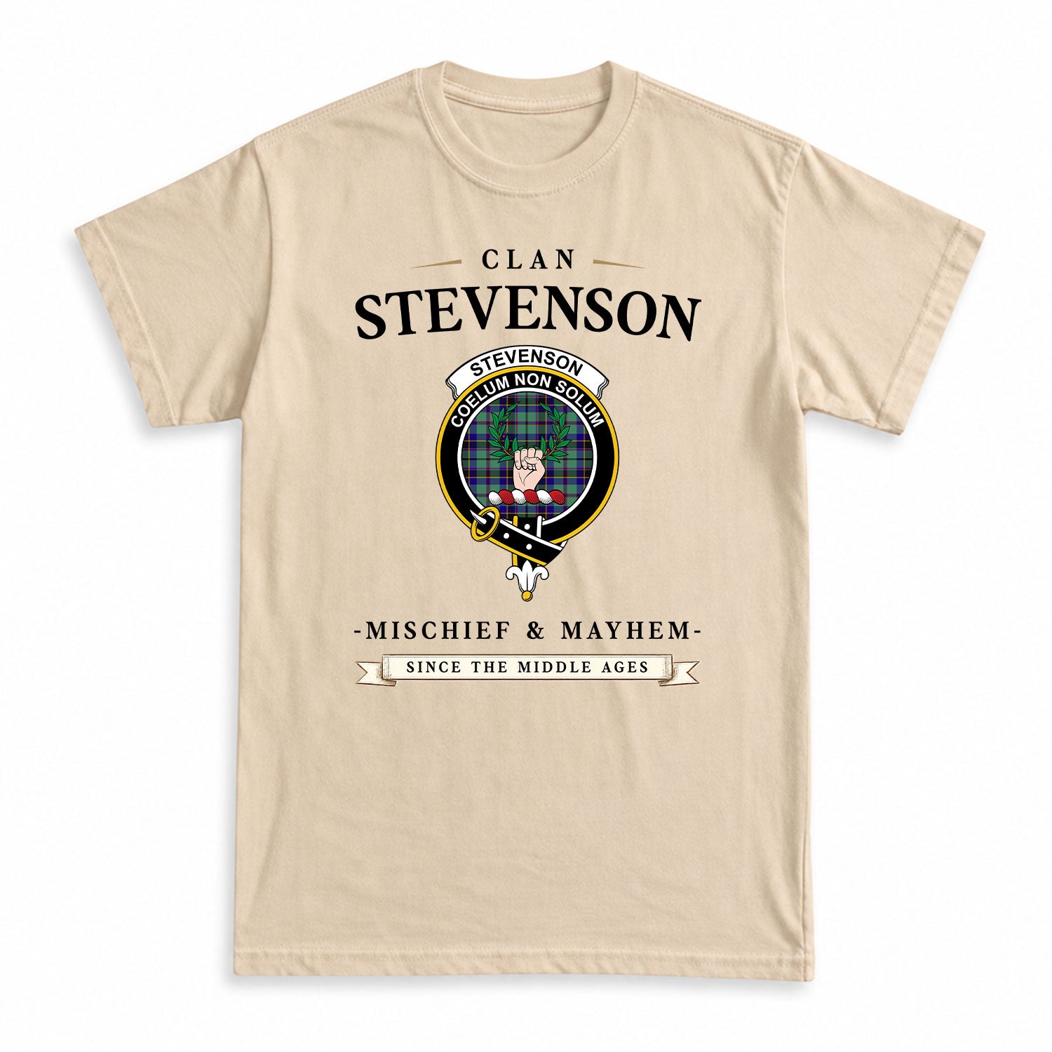 Stevenson Tartan Crest Mischief and Mayhem T-shirt