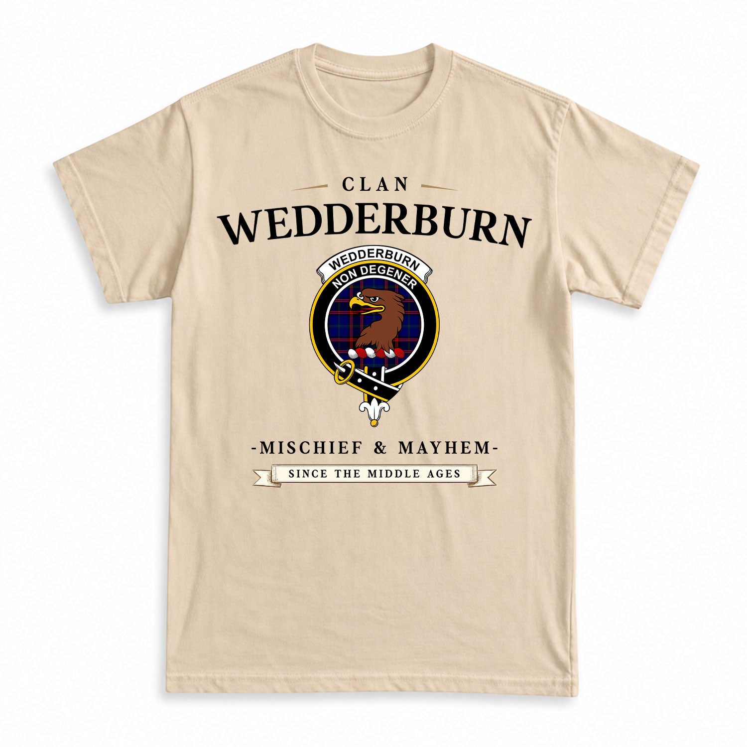 Wedderburn Tartan Crest Mischief and Mayhem T-shirt