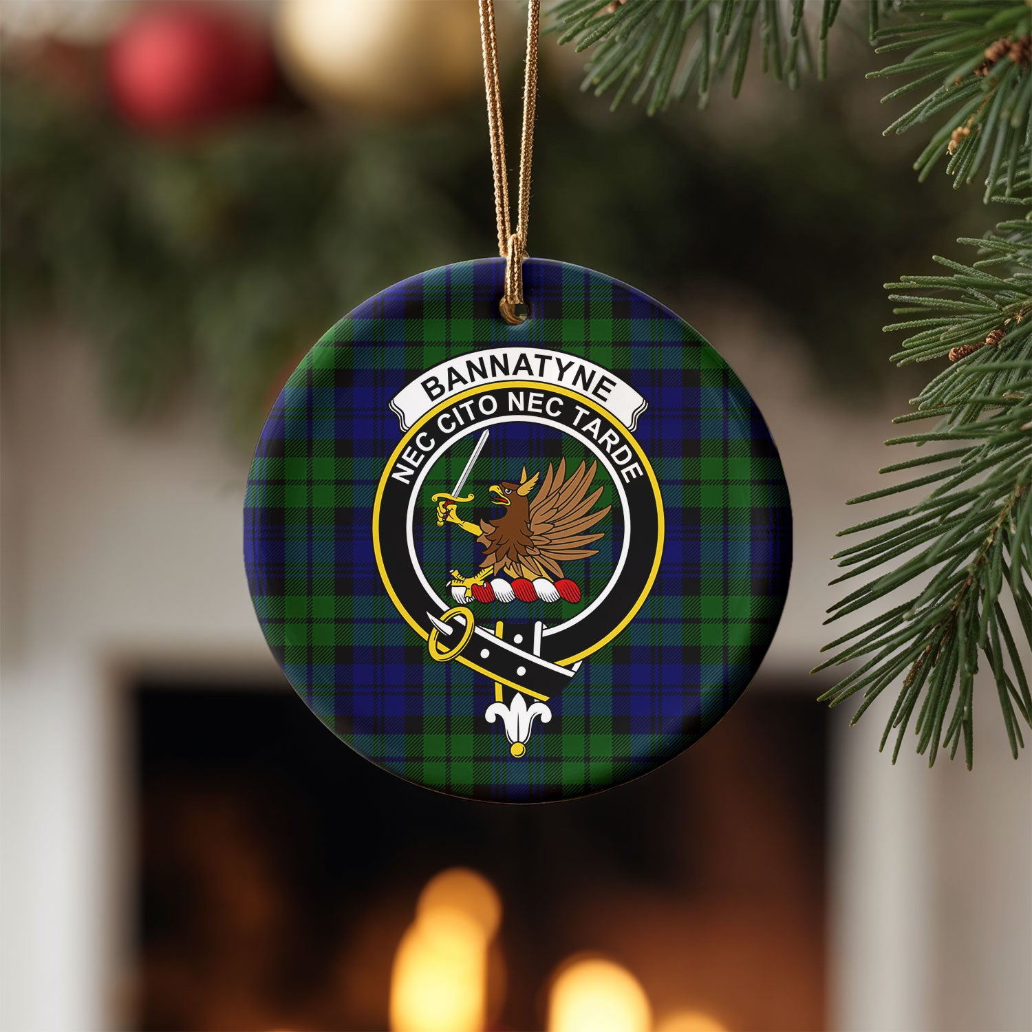 Bannatyne Tartan Crest Christmas Ceramic Ornament