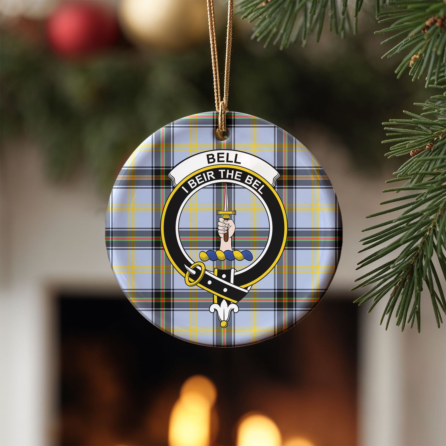 Bell of the Borders Tartan Crest Christmas Ceramic Ornament