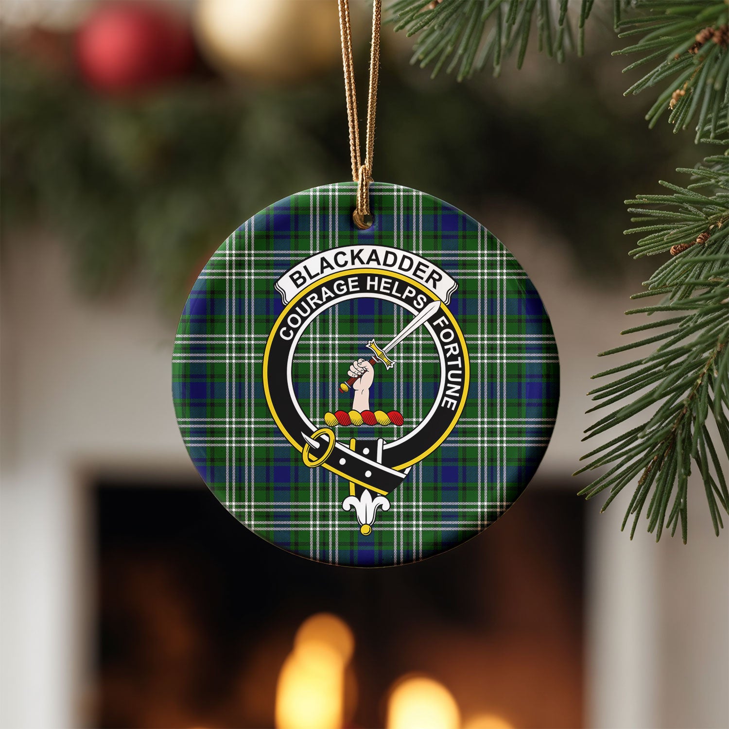 Blackadder Tartan Crest Christmas Ceramic Ornament