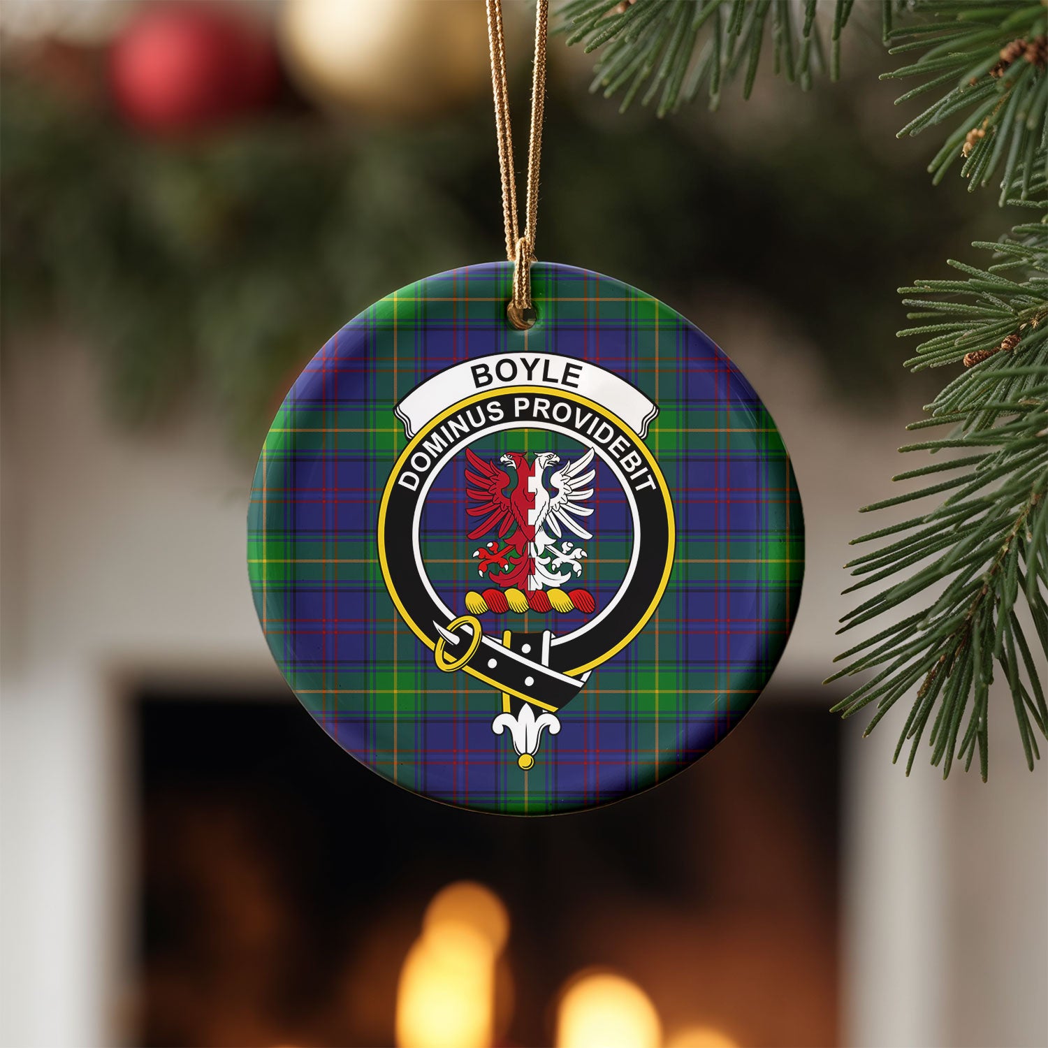 Boyle Tartan Crest Christmas Ceramic Ornament