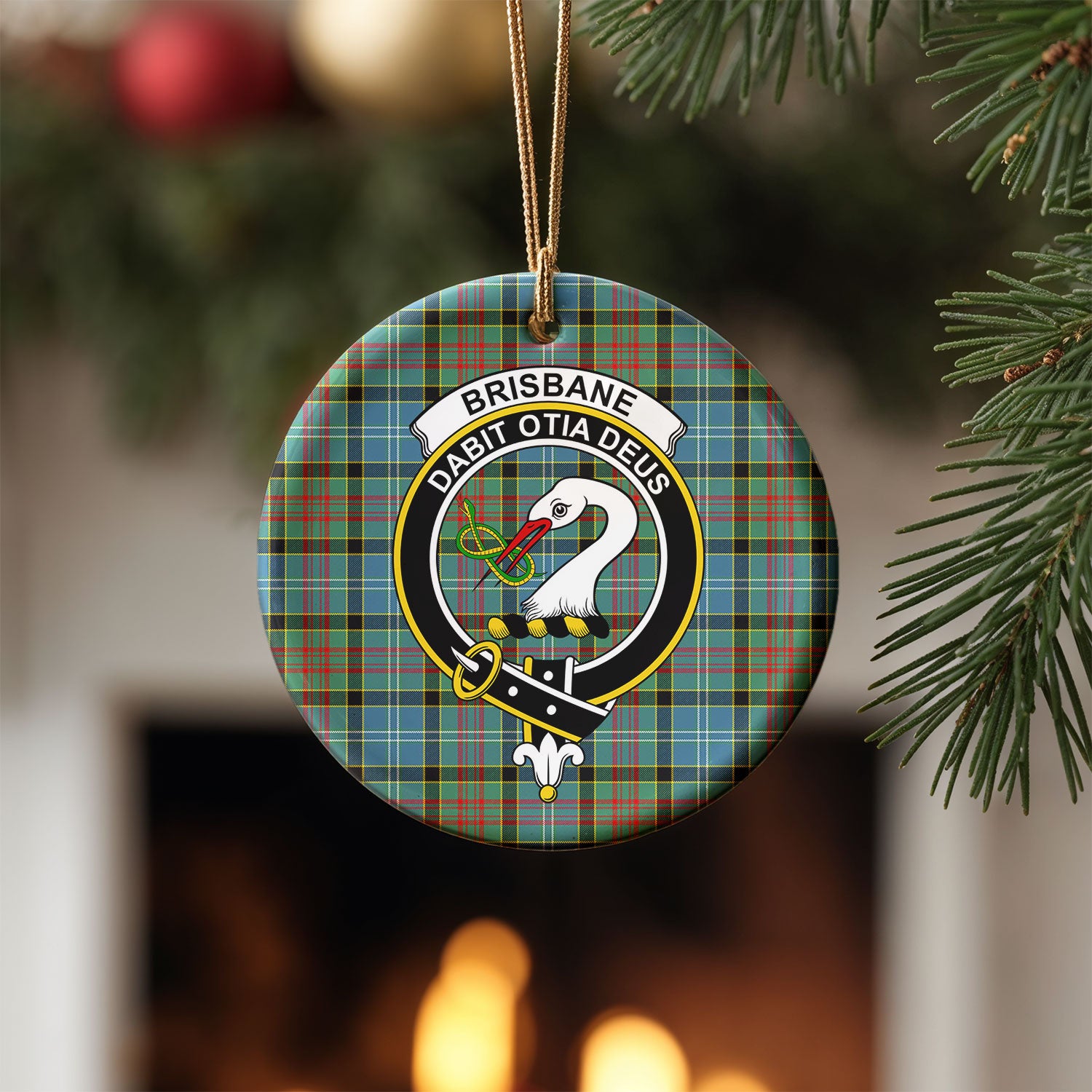 Brisbane Tartan Crest Christmas Ceramic Ornament