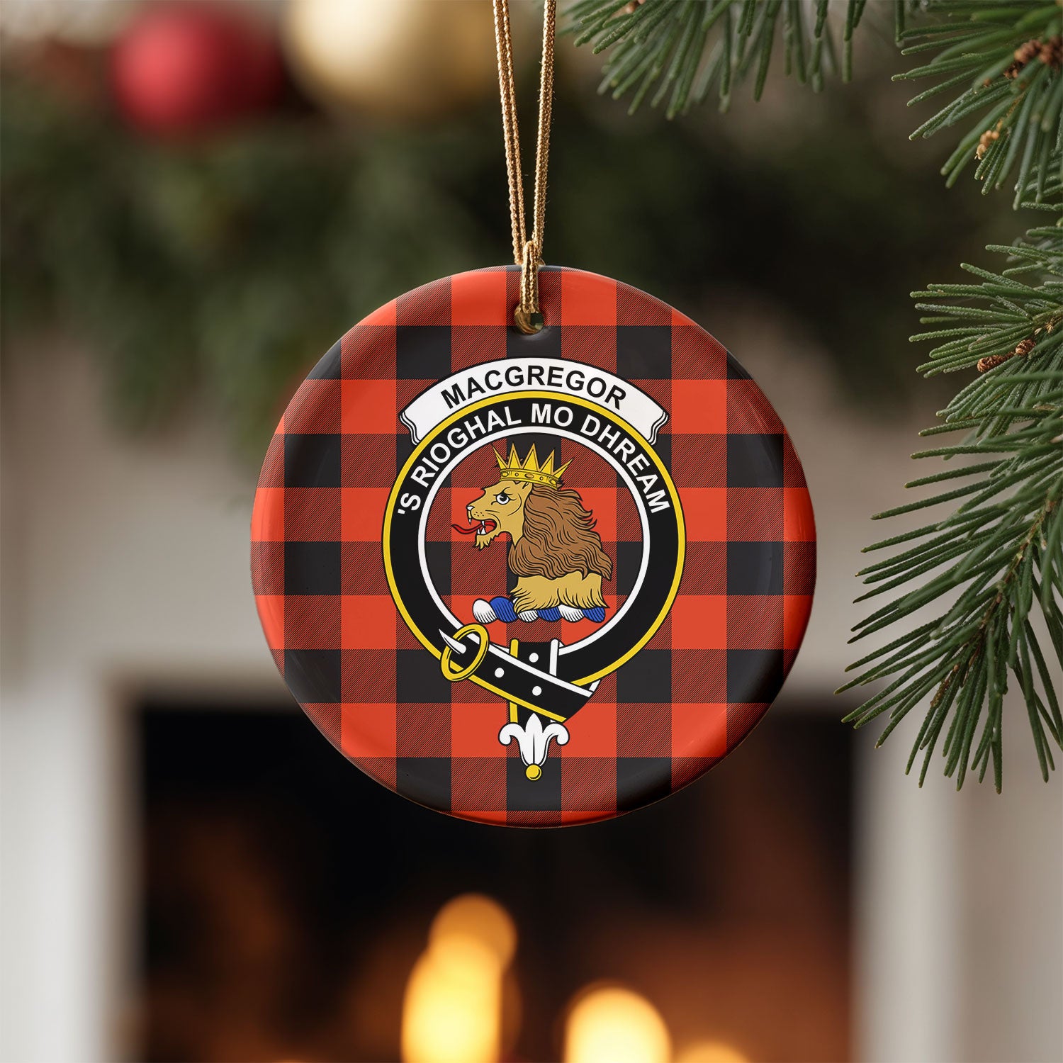 MacGregor Rob Roy Ancient Tartan Crest Christmas Ceramic Ornament