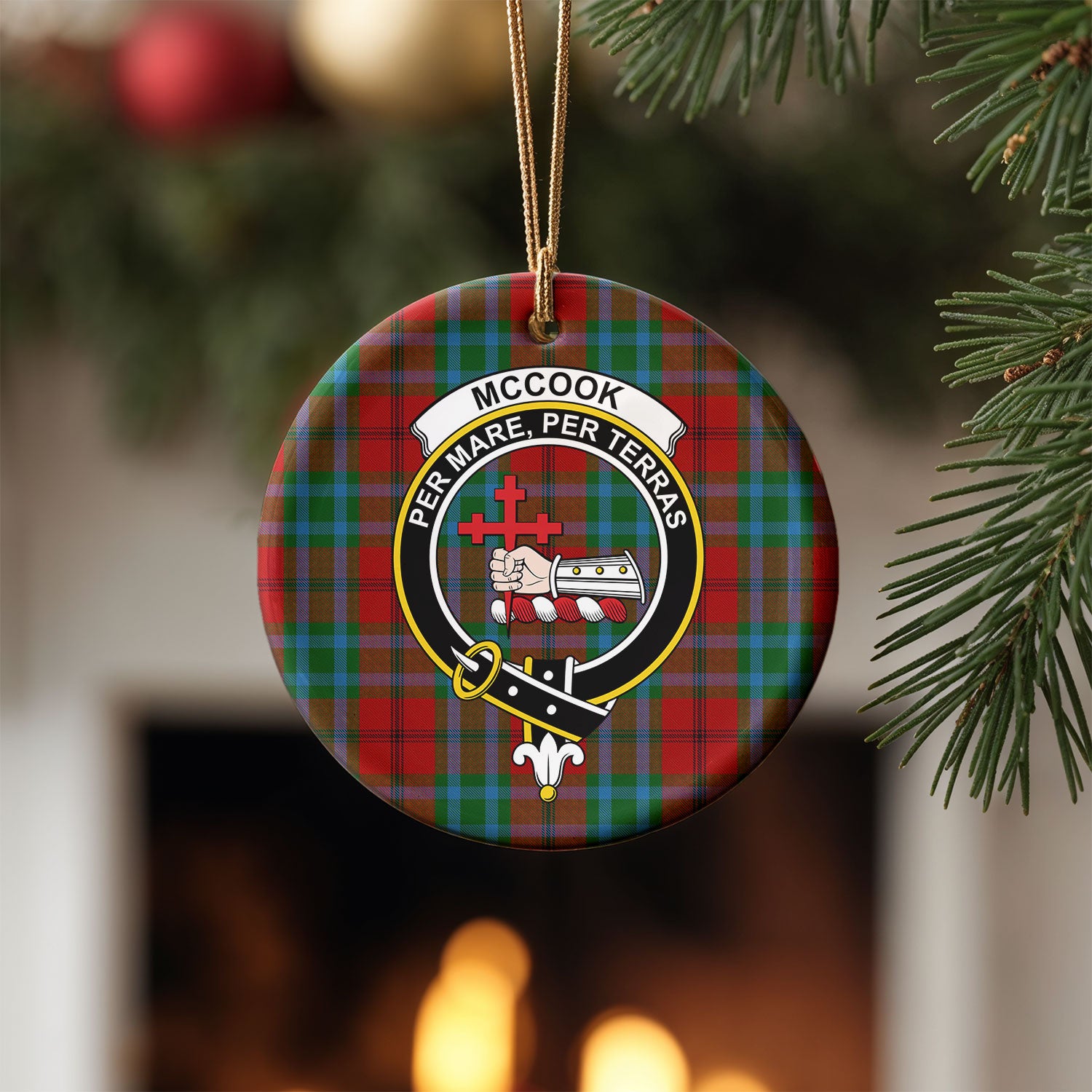 McCook Tartan Crest Christmas Ceramic Ornament