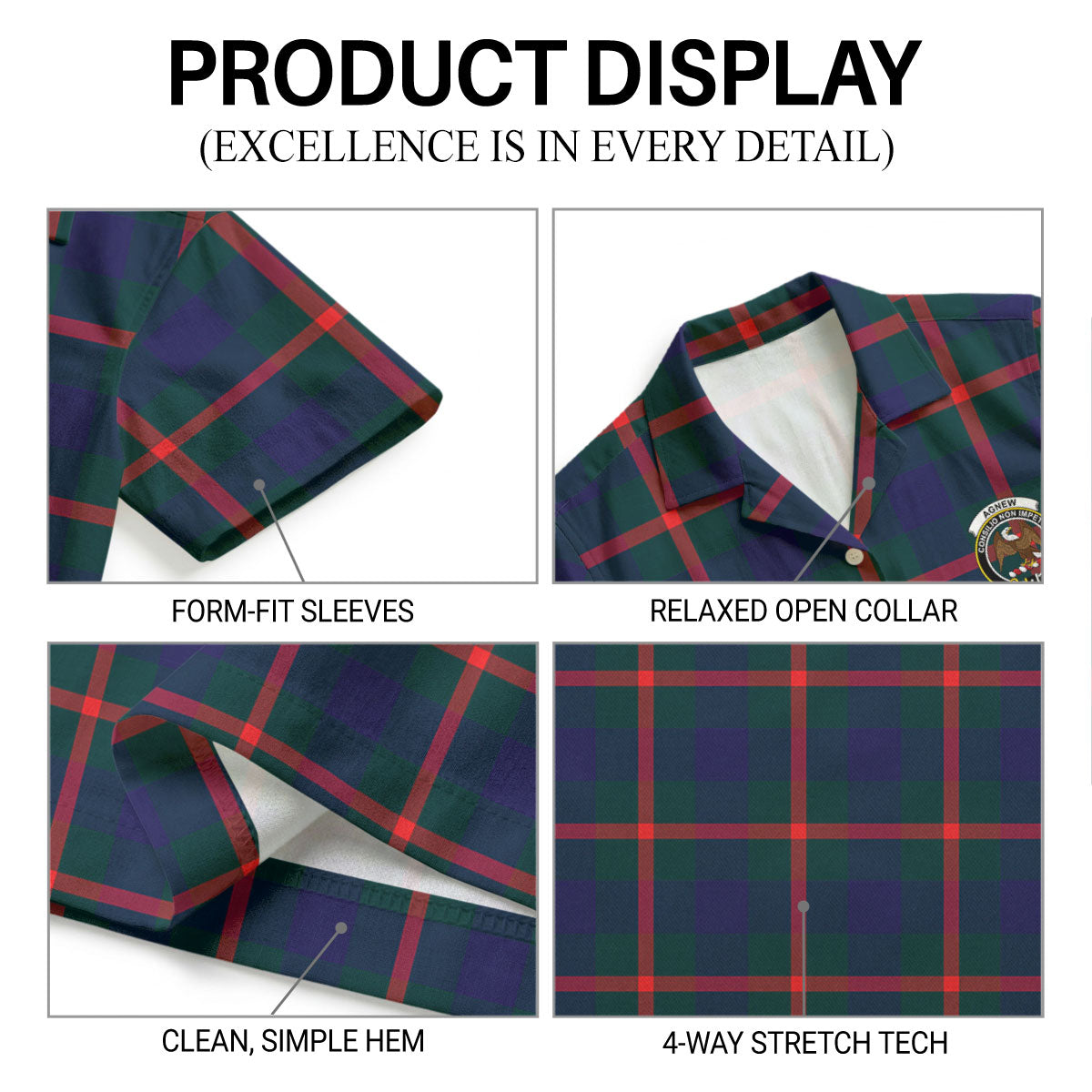 Agnew Modern Tartan Crest Hawaiian Shirt