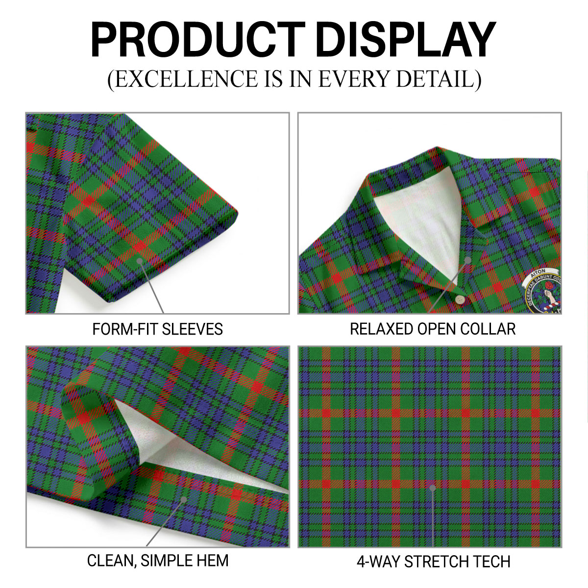 Aiton Tartan Crest Hawaiian Shirt