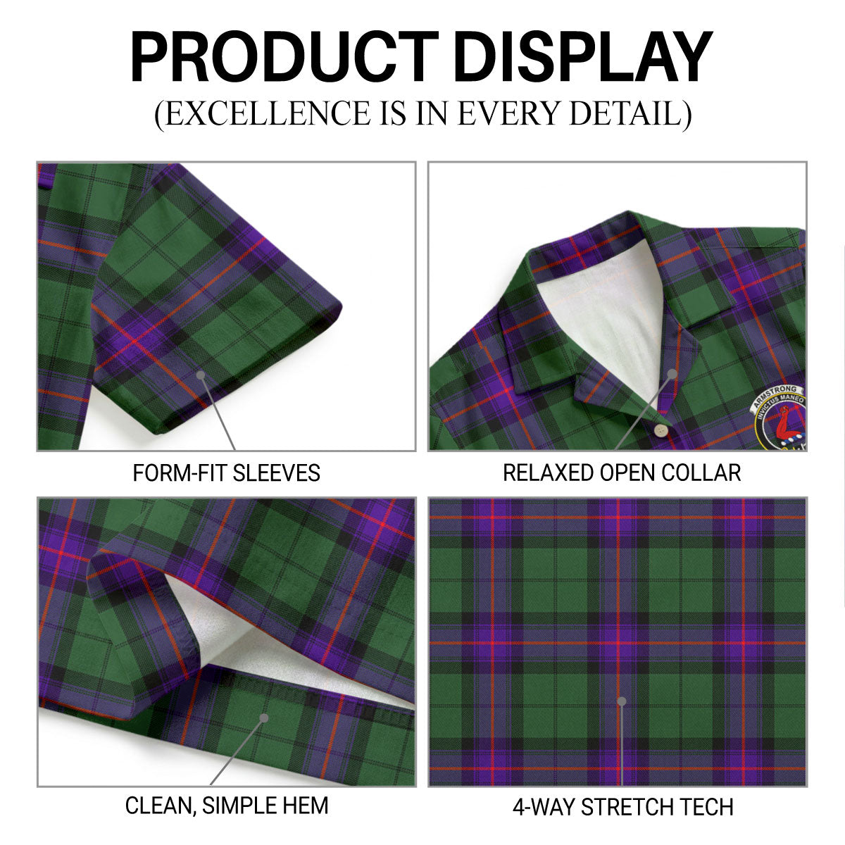 Armstrong Modern Tartan Crest Hawaiian Shirt