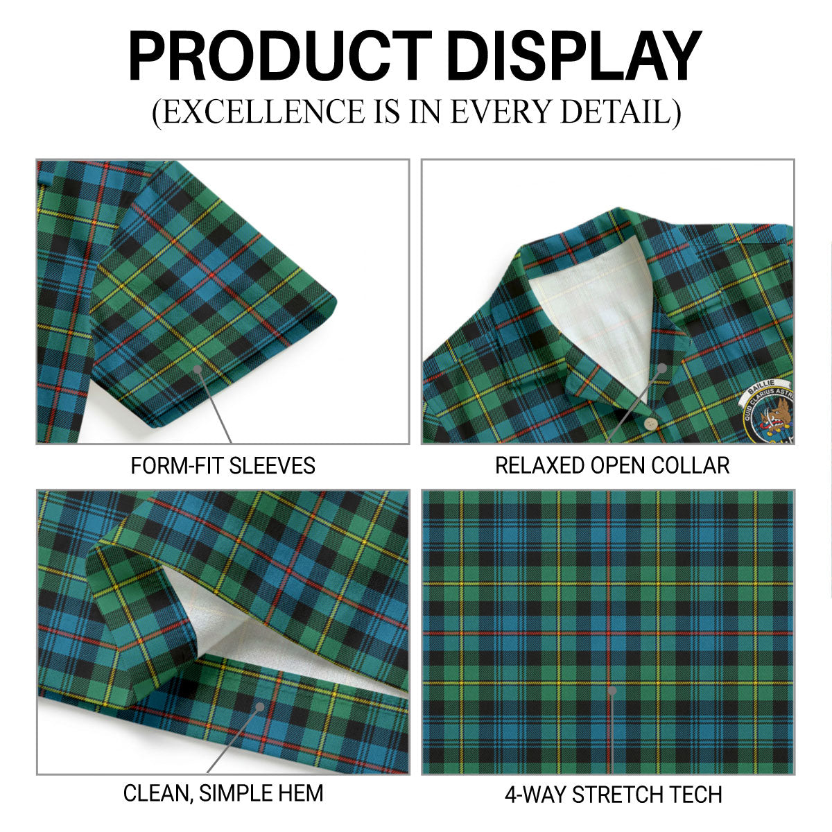 Baillie Ancient Tartan Crest Hawaiian Shirt