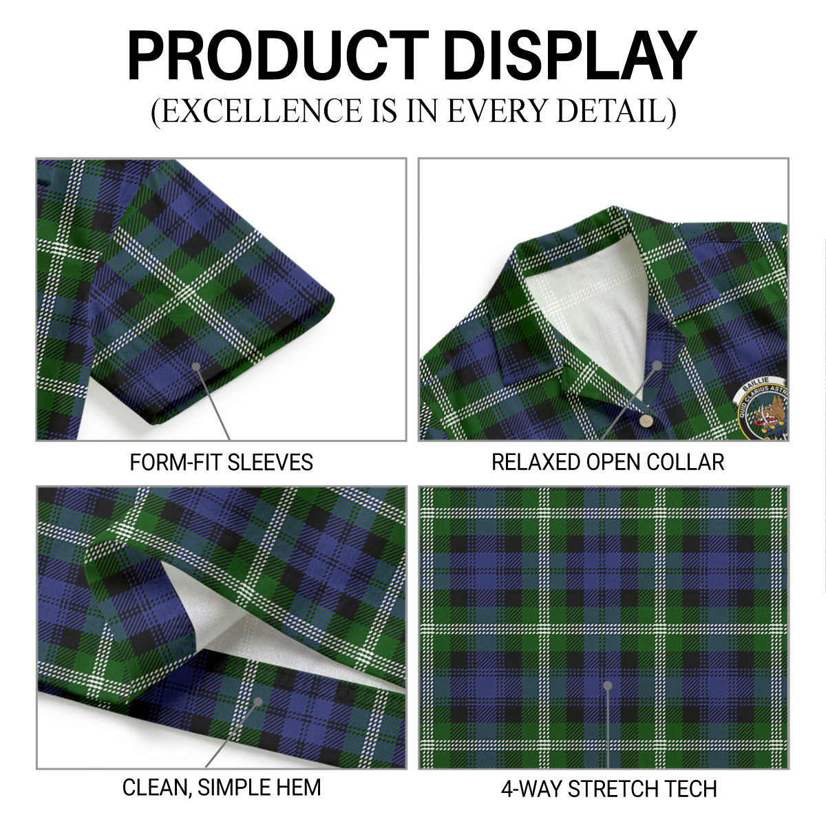 Baillie Modern Tartan Crest Hawaiian Shirt