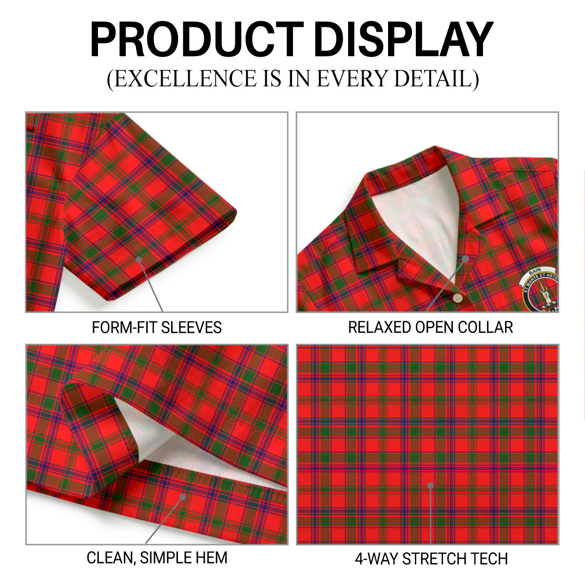 Bain Tartan Crest Hawaiian Shirt