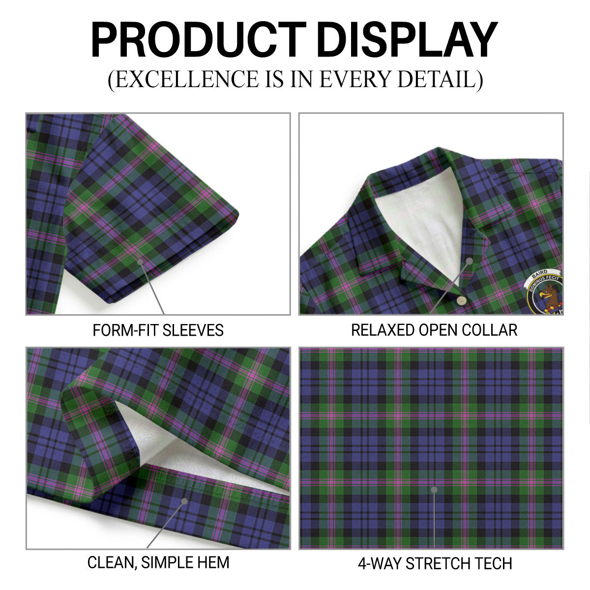 Baird Modern Tartan Crest Hawaiian Shirt