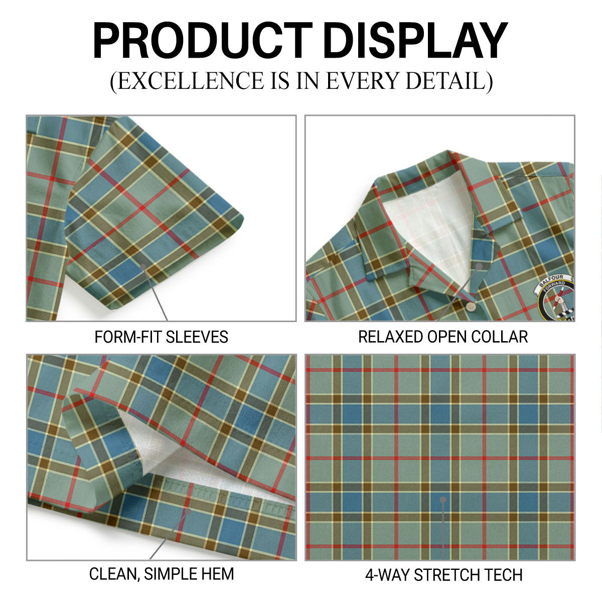 Balfour Blue Tartan Crest Hawaiian Shirt