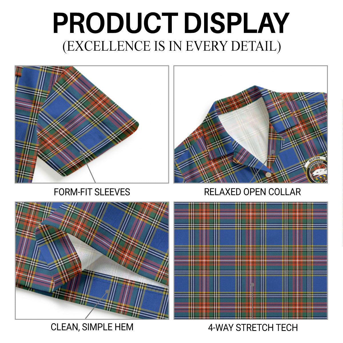 Beaton Ancient Tartan Crest Hawaiian Shirt