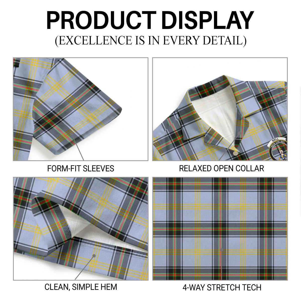 Bell of the Borders Tartan Crest Hawaiian Shirt