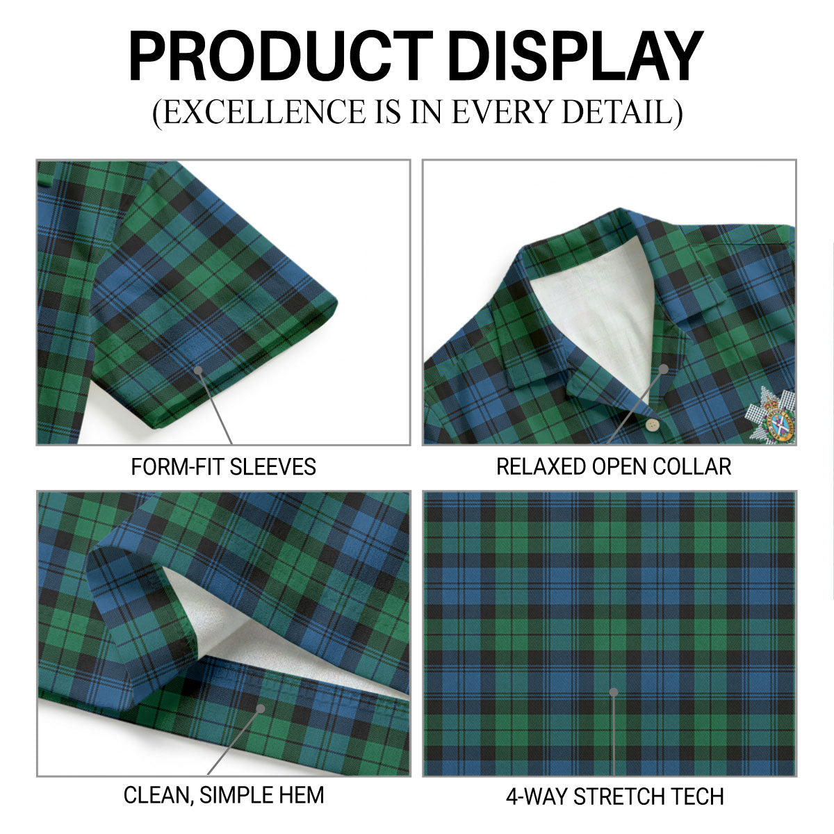 Black Watch Ancient Tartan Crest Hawaiian Shirt