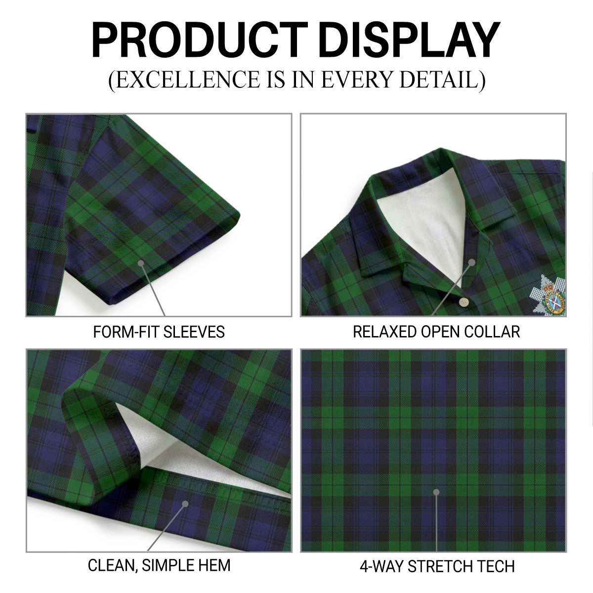 Black Watch Tartan Crest Hawaiian Shirt
