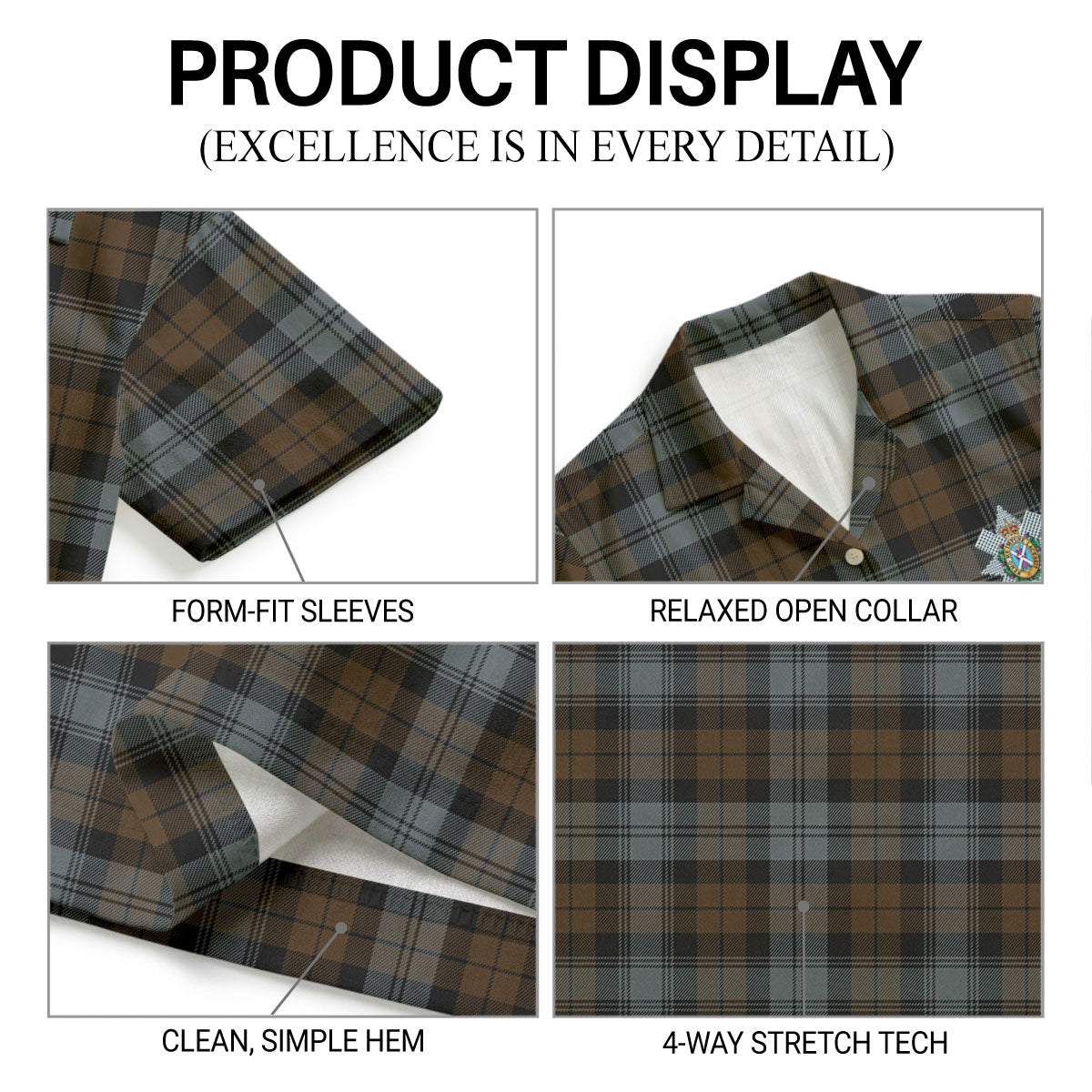 Black Watch Weathered Tartan Crest Hawaiian Shirt
