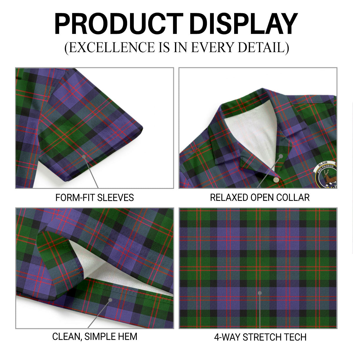 Blair Modern Tartan Crest Hawaiian Shirt