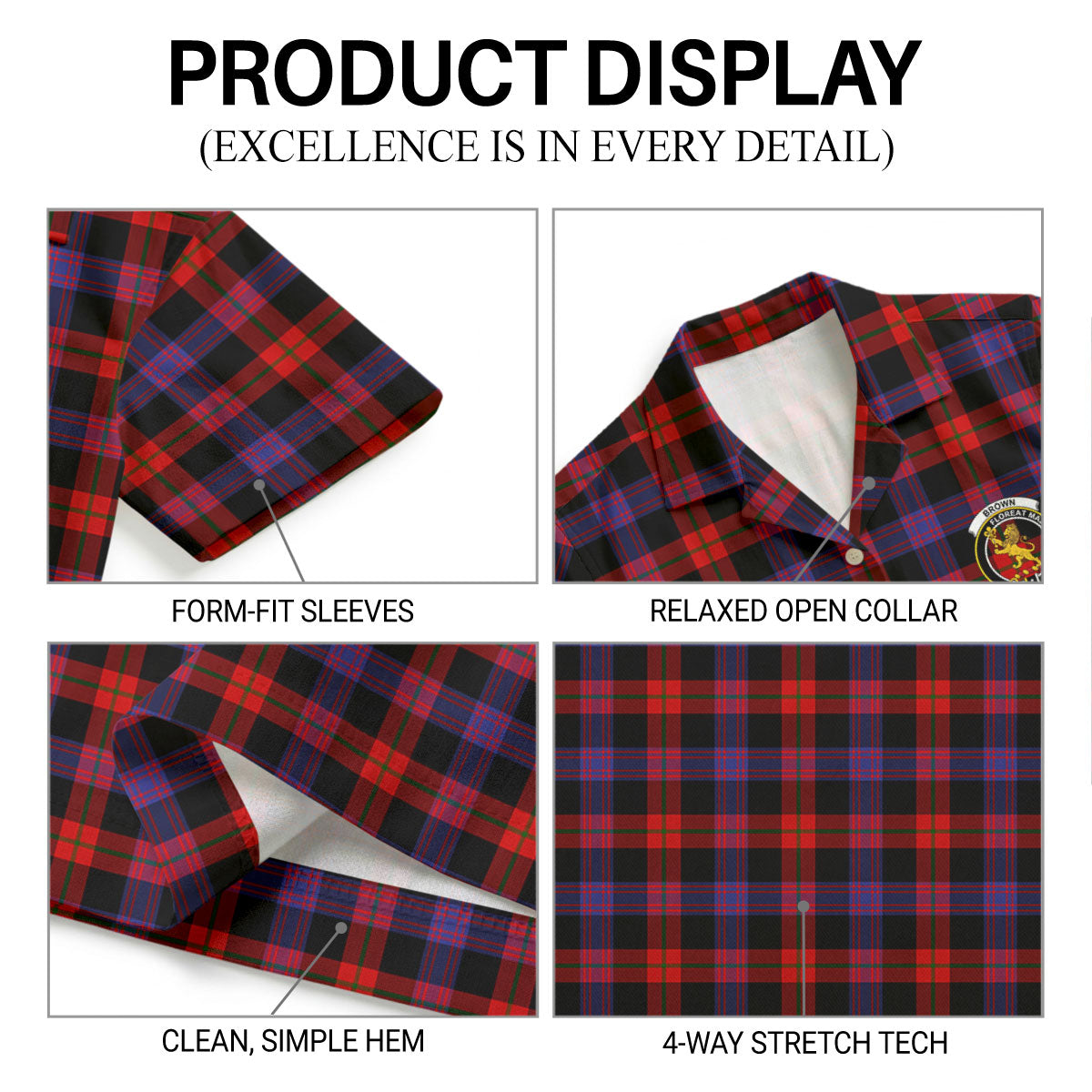 Brown Modern Tartan Crest Hawaiian Shirt