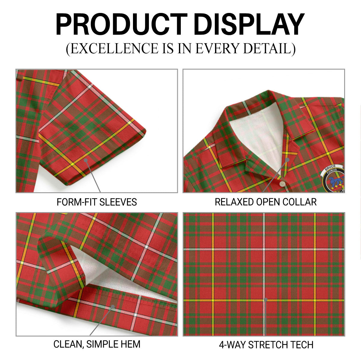 Bruce Modern Tartan Crest Hawaiian Shirt