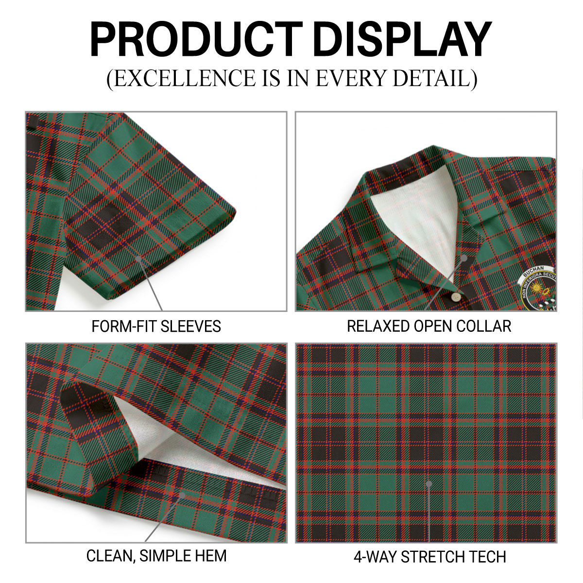 Buchan Ancient Tartan Crest Hawaiian Shirt