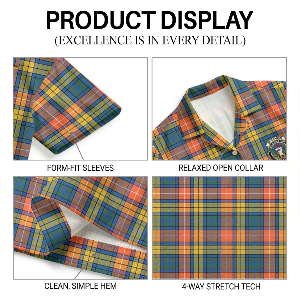 Buchanan Ancient Tartan Crest Hawaiian Shirt