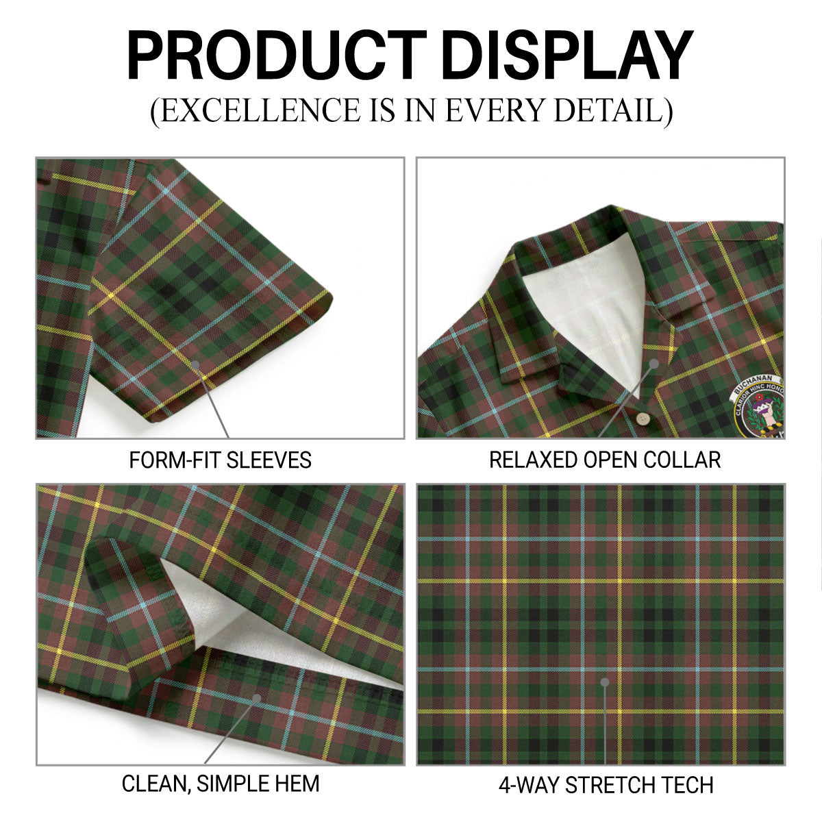 Buchanan Hunting Tartan Crest Hawaiian Shirt