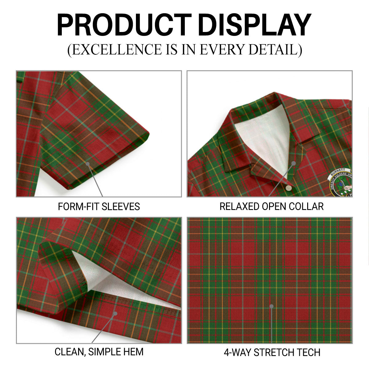 Burnett Tartan Crest Hawaiian Shirt