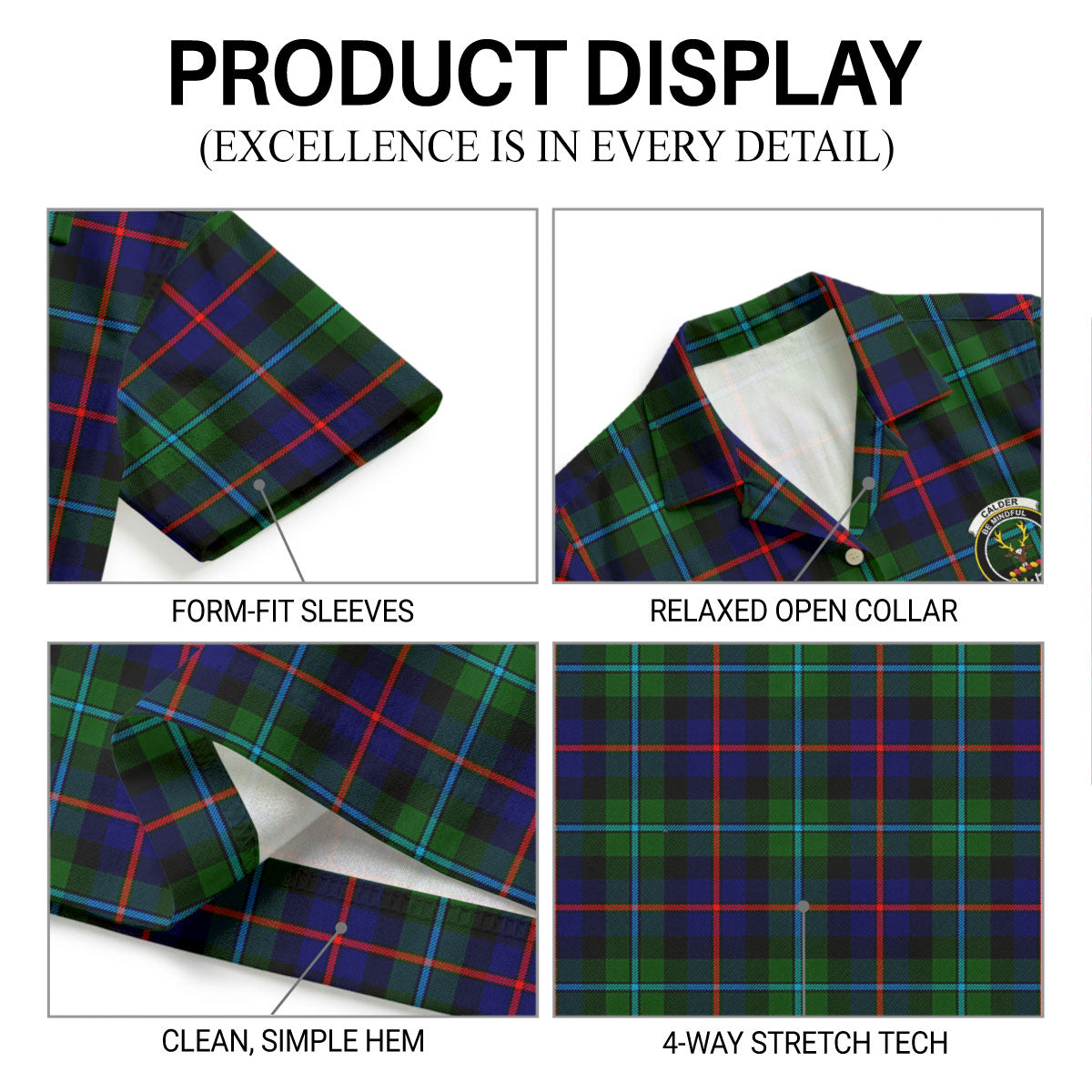 Calder Tartan Crest Hawaiian Shirt