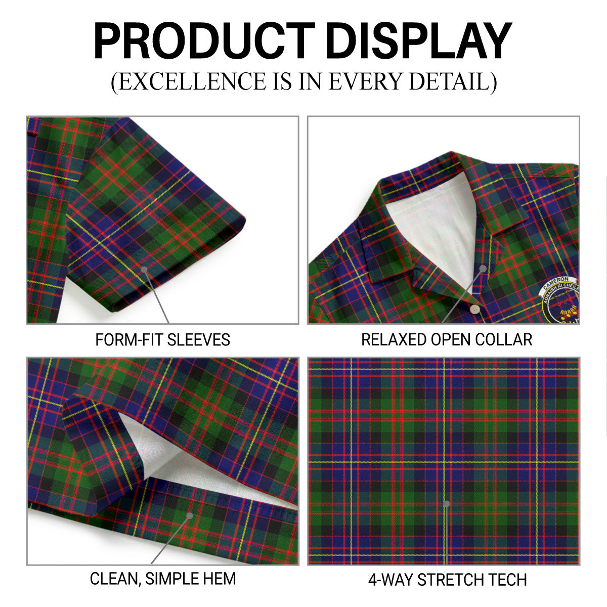 Cameron of Erracht Modern Tartan Crest Hawaiian Shirt