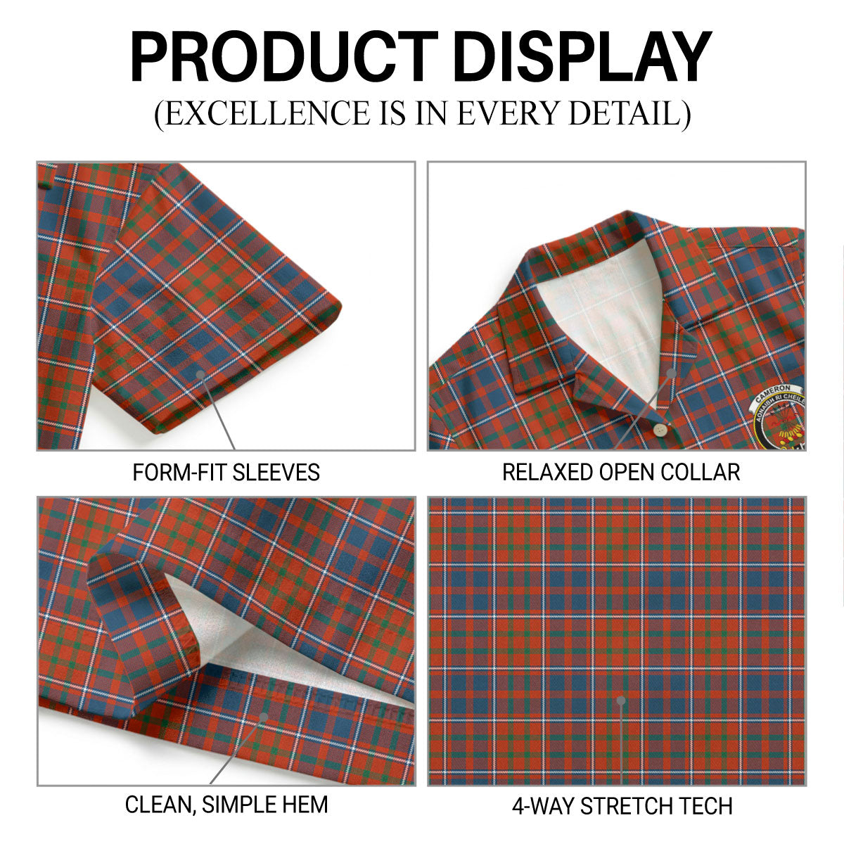 Cameron of Lochiel Ancient Tartan Crest Hawaiian Shirt