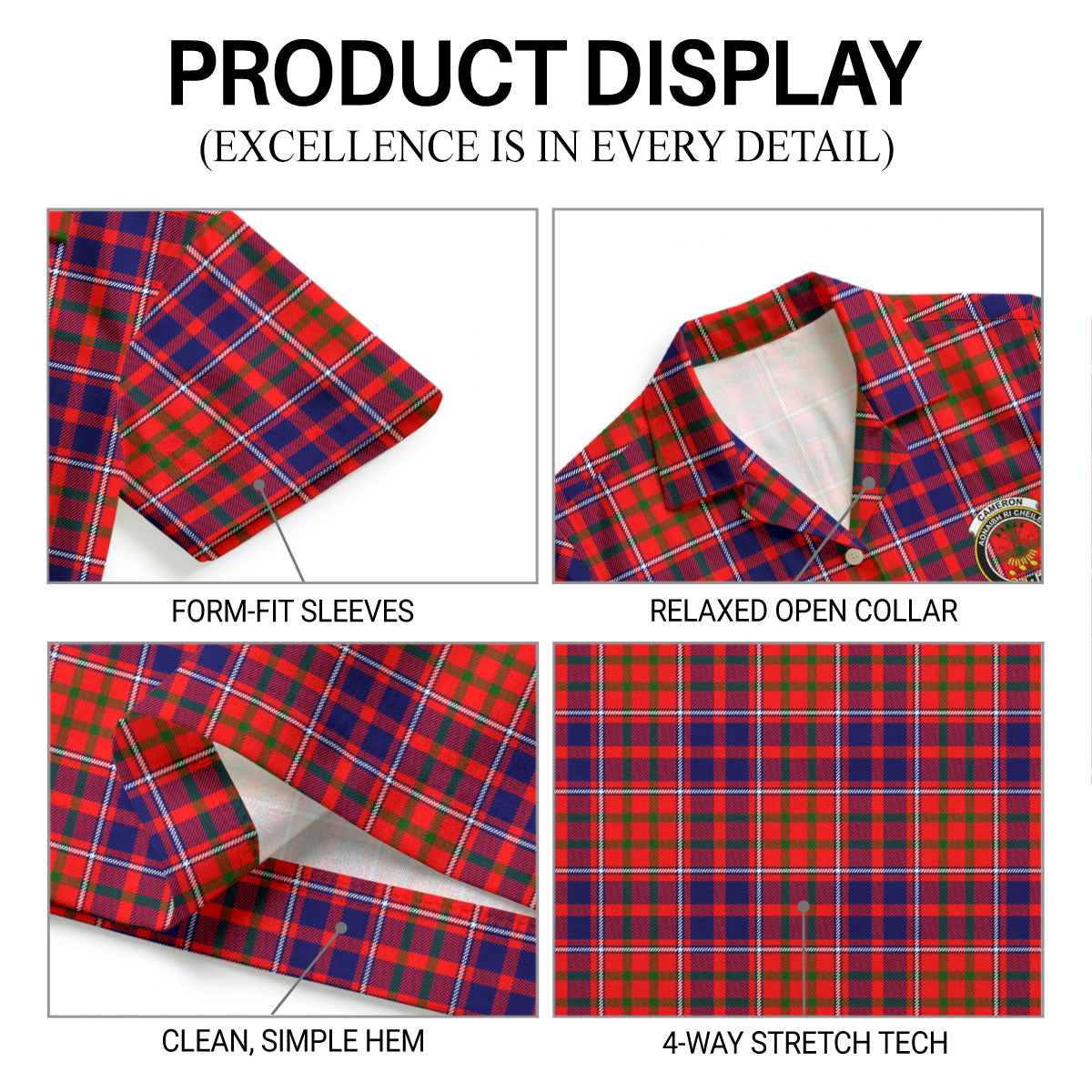 Cameron of Lochiel Modern Tartan Crest Hawaiian Shirt