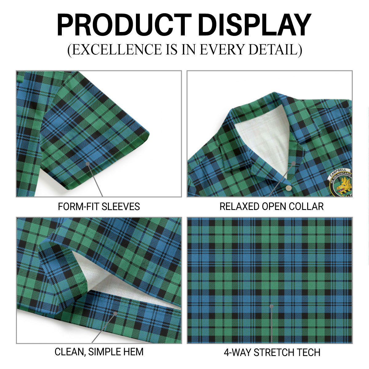 Campbell Ancient 01 Tartan Crest Hawaiian Shirt