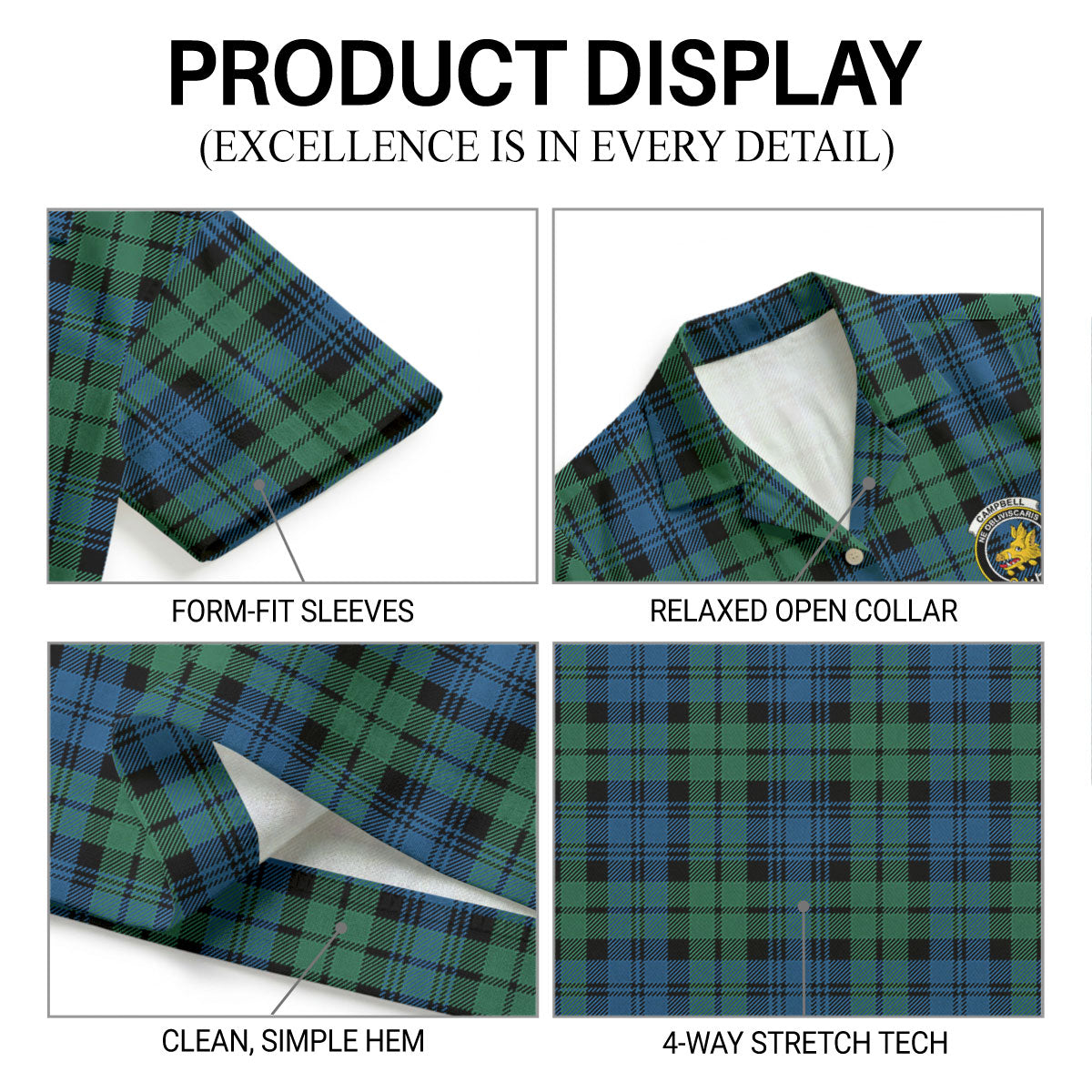 Campbell Ancient 02 Tartan Crest Hawaiian Shirt