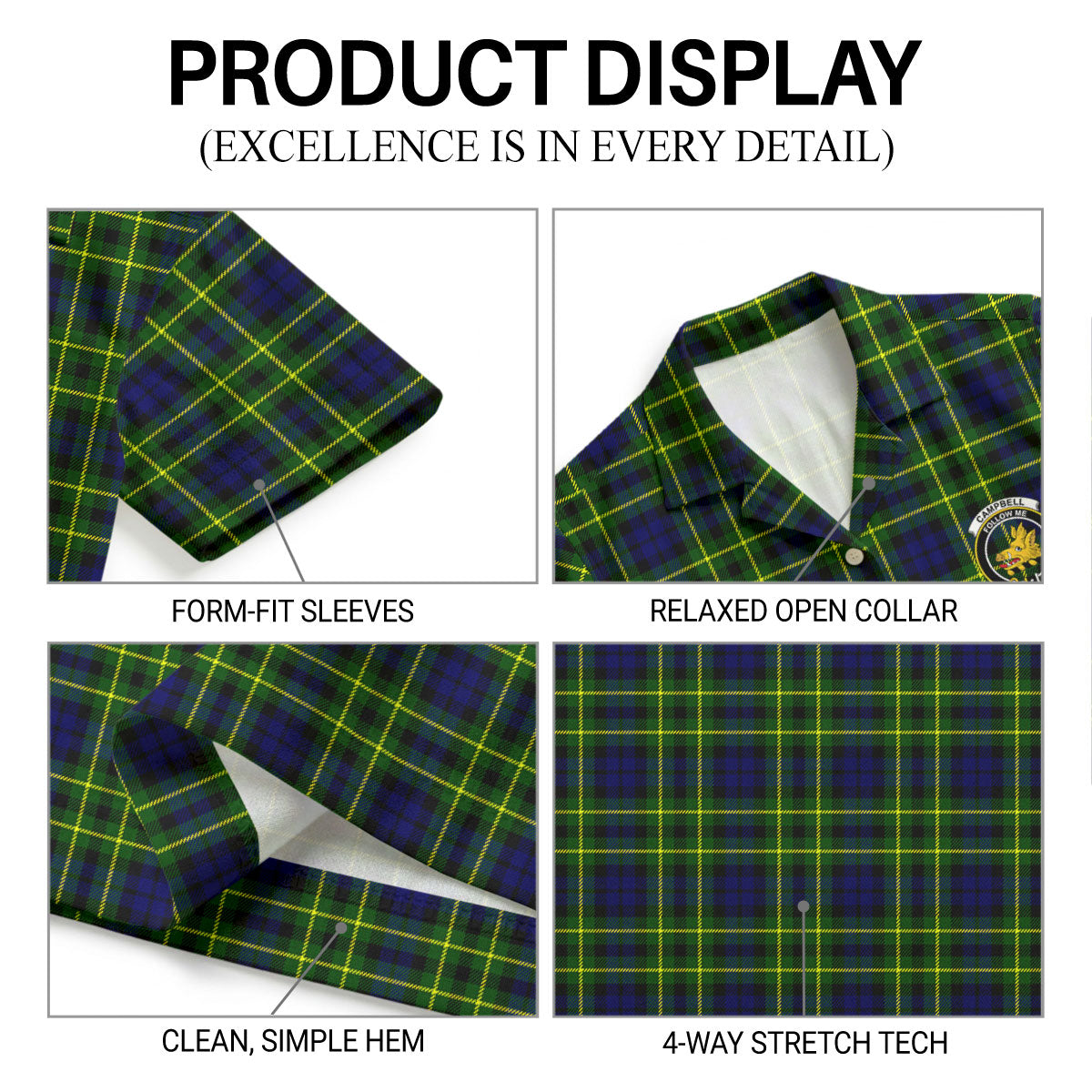 Campbell of Breadalbane Modern Tartan Crest Hawaiian Shirt