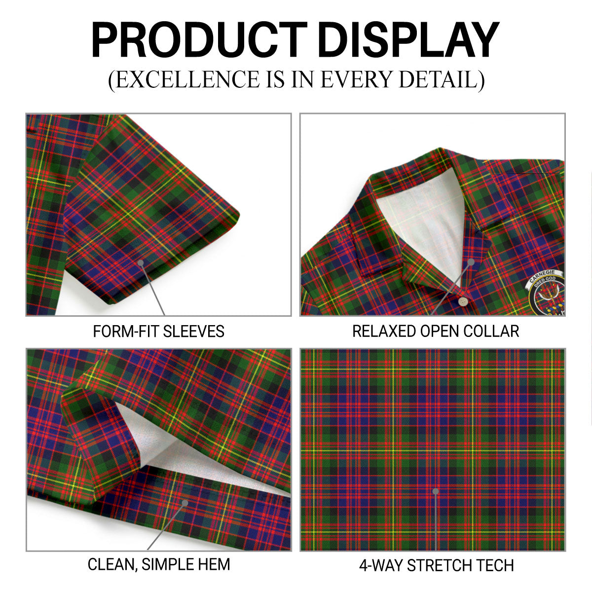 Carnegie Modern Tartan Crest Hawaiian Shirt