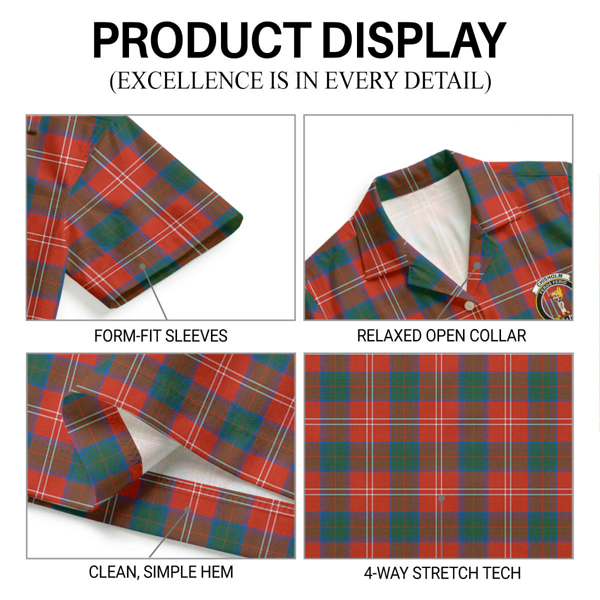 Chisholm Ancient Tartan Crest Hawaiian Shirt