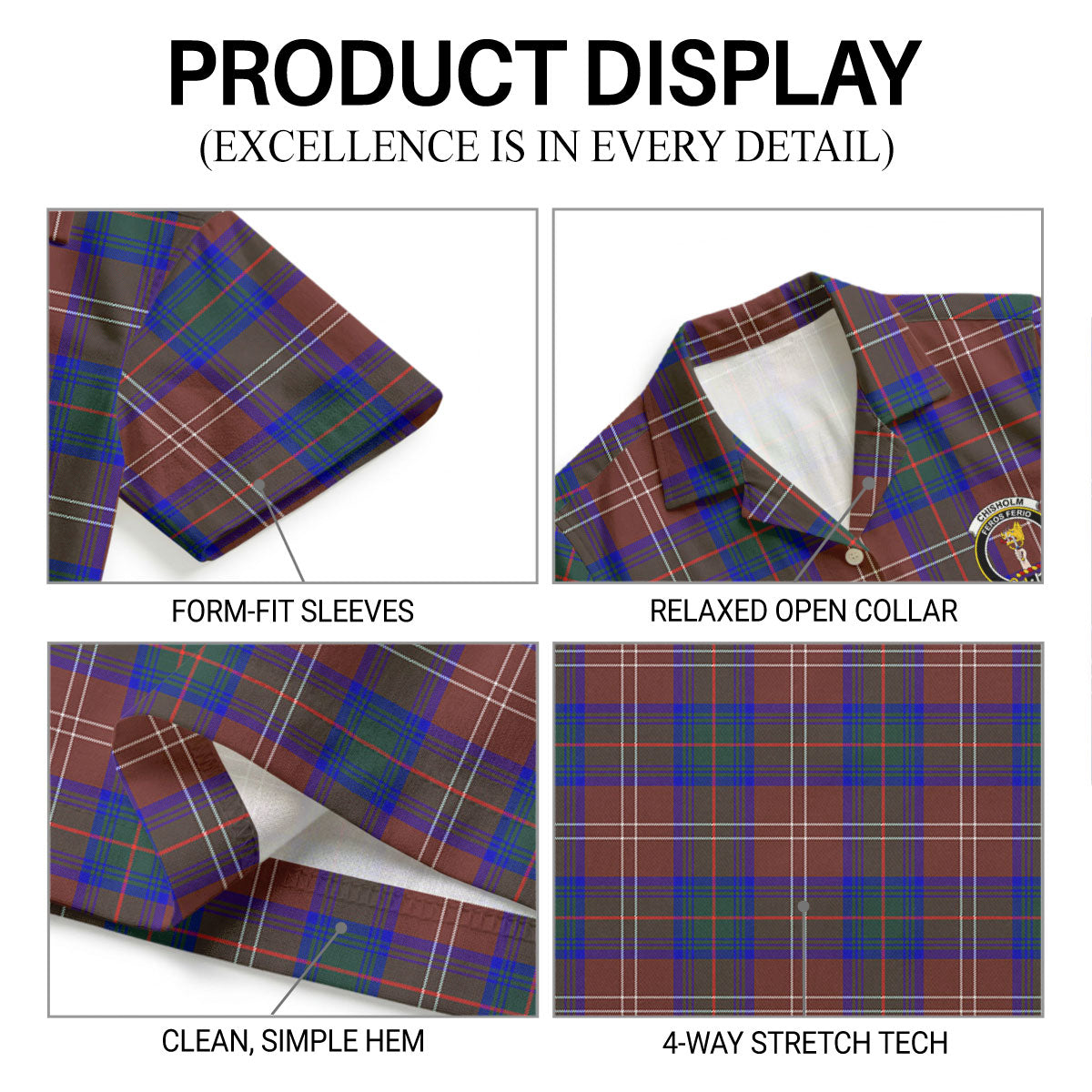 Chisholm Hunting Modern Tartan Crest Hawaiian Shirt