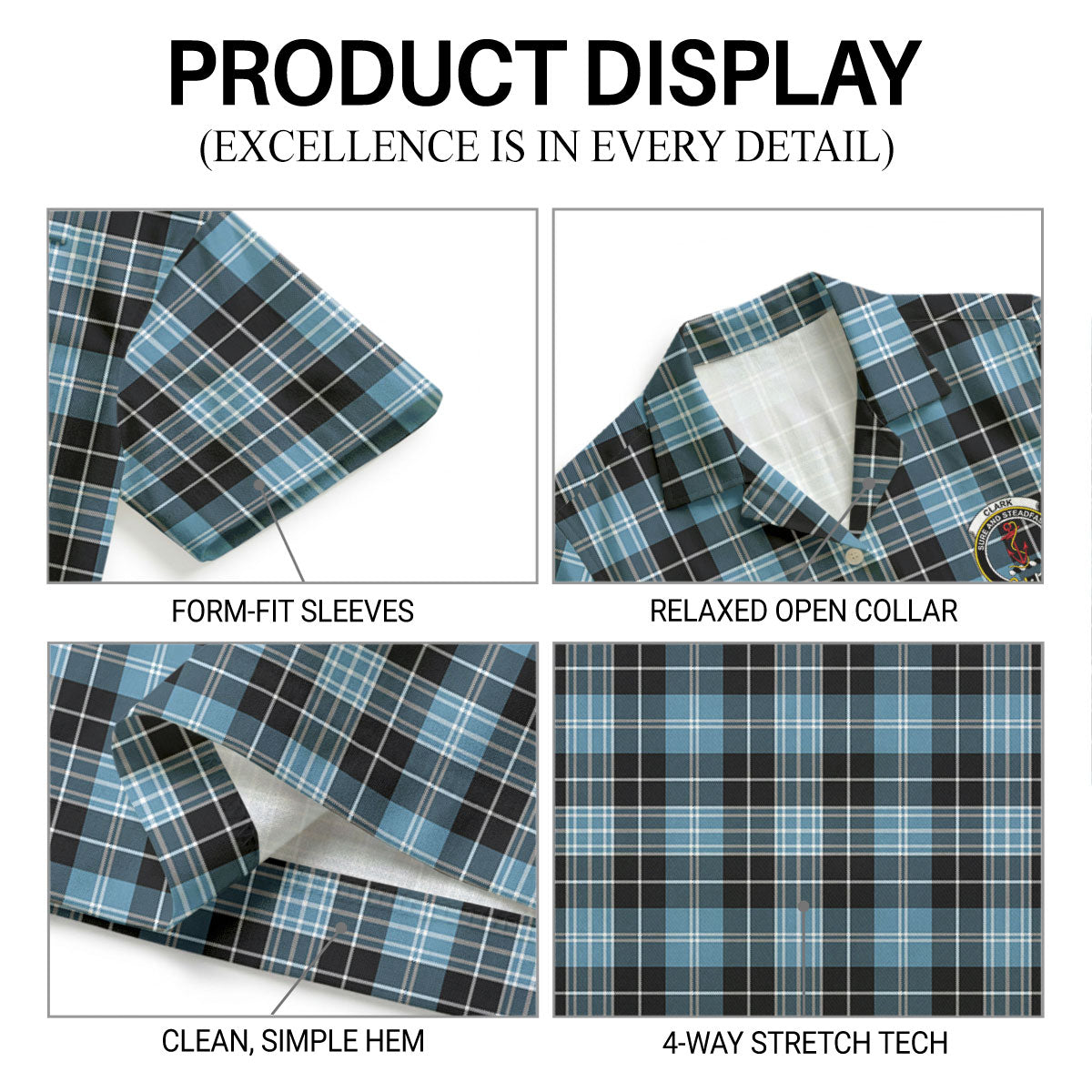 Clark Ancient Tartan Crest Hawaiian Shirt