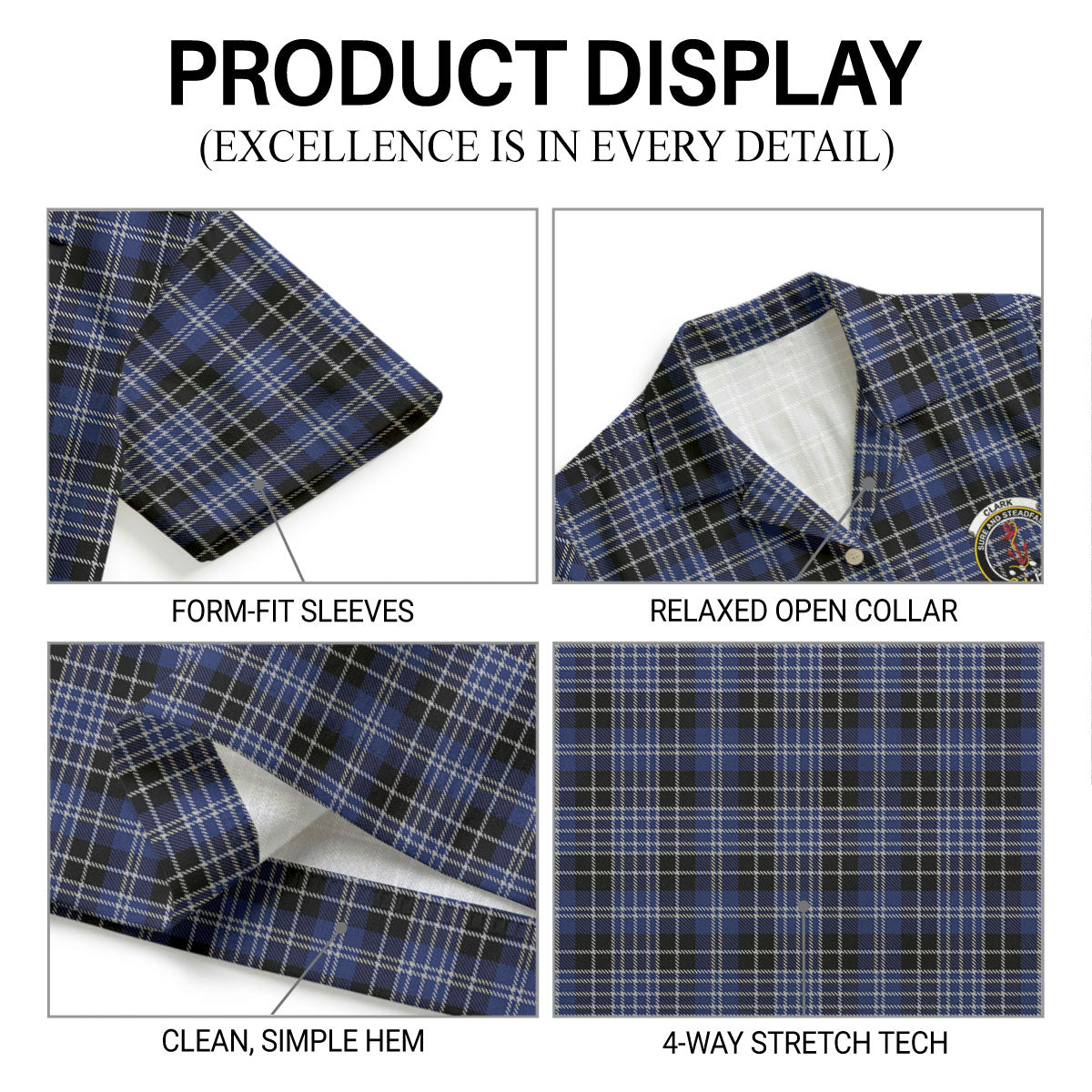 Clark Modern Tartan Crest Hawaiian Shirt